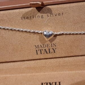 GENUINE SOLID STERLING SILVER PUFFED HEART ❤️ ROPE CHAIN BRACELET